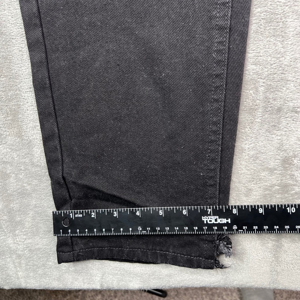 Lee High Rise Straight Leg Jeans Womens 12 Long Black Solid Denim Made in USA - Picture 10 of 15